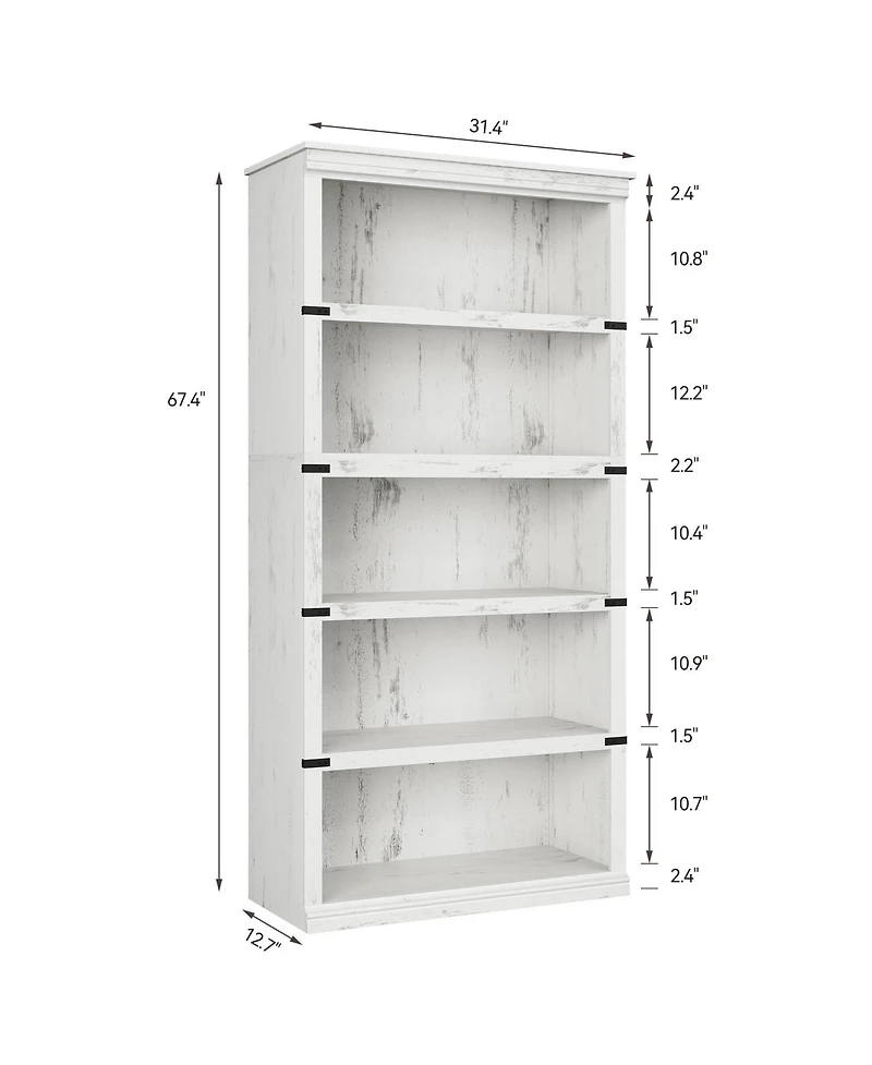 gaomon 5 Tier Bookcase, Farmhouse Book Shelf with Storage Open Display Bookshelves