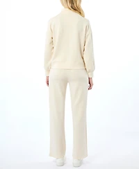 Cable & Gauge Women's Yummy Mock Neck Sweatshirt and Pant Matching Set