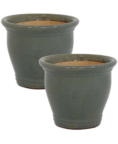 Studio Outdoor/Indoor High-Fired Glazed Uv- and Frost-Resistant Ceramic Planters with Drainage Holes