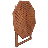 Outdoor Meranti Wood Folding Octagon Patio Dining Table - 35" - Brown