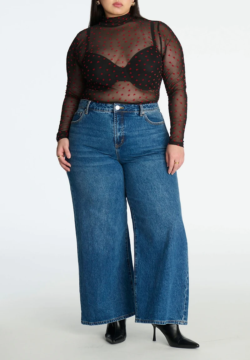 Eloquii Women's Mesh Heart Top