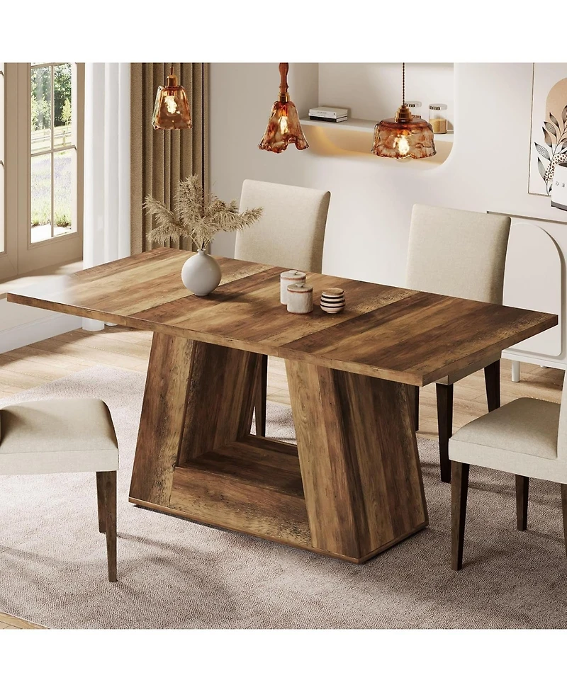 Tribesigns Dining Table for 4 to 6 People, 63" Rectangular Dining Room Table