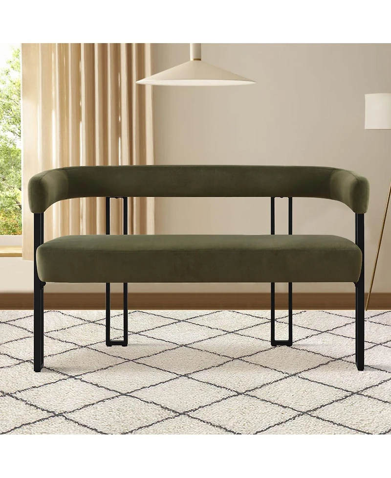 Velvet Upholstered 2-Seater Bench, Modern Loveseat Sofa for Living Room, Bedroom, or Entryway-Maison Boucle