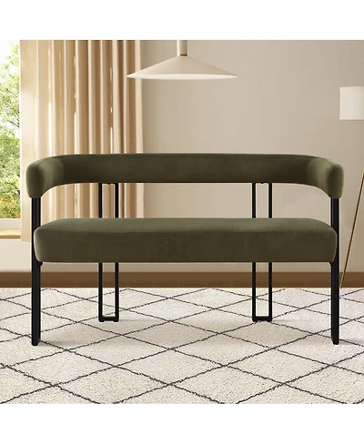 Velvet Upholstered 2-Seater Bench, Modern Loveseat Sofa for Living Room, Bedroom, or Entryway-Maison Boucle