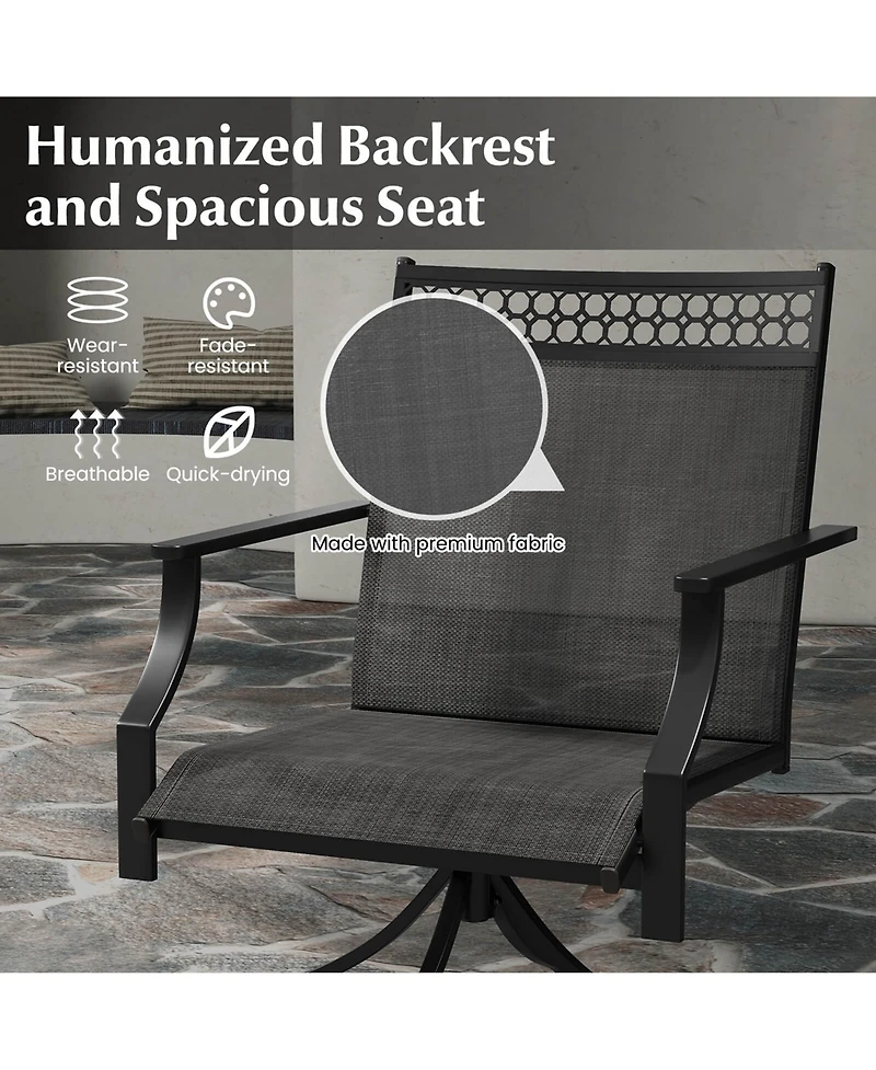 Patio Swivel Dining Chairs Set of 2 with Quick-Drying Fabric and Metal Frame