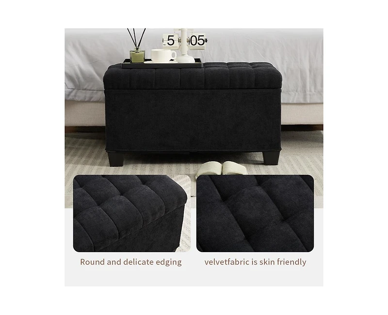 Storage Ottoman Bench with Metal Frame, Versatile Shoe Bench for Bedroom, Entryway, Living Room-The Pop Home