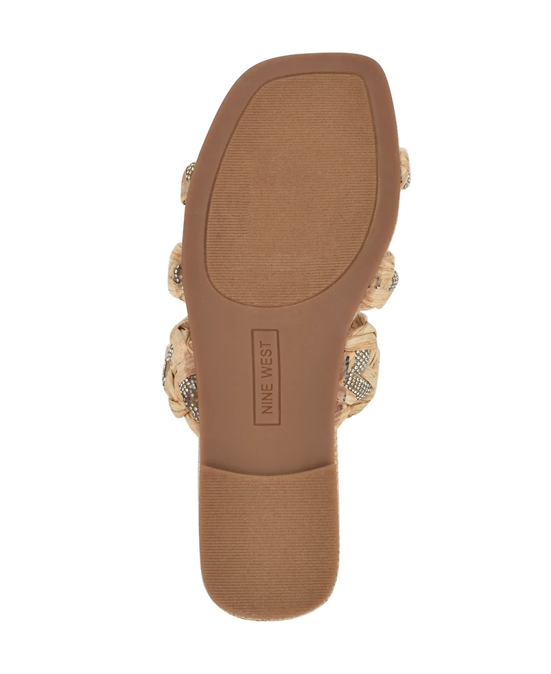 Nine West Women's Qazz Woven Embellished Flat Sandals