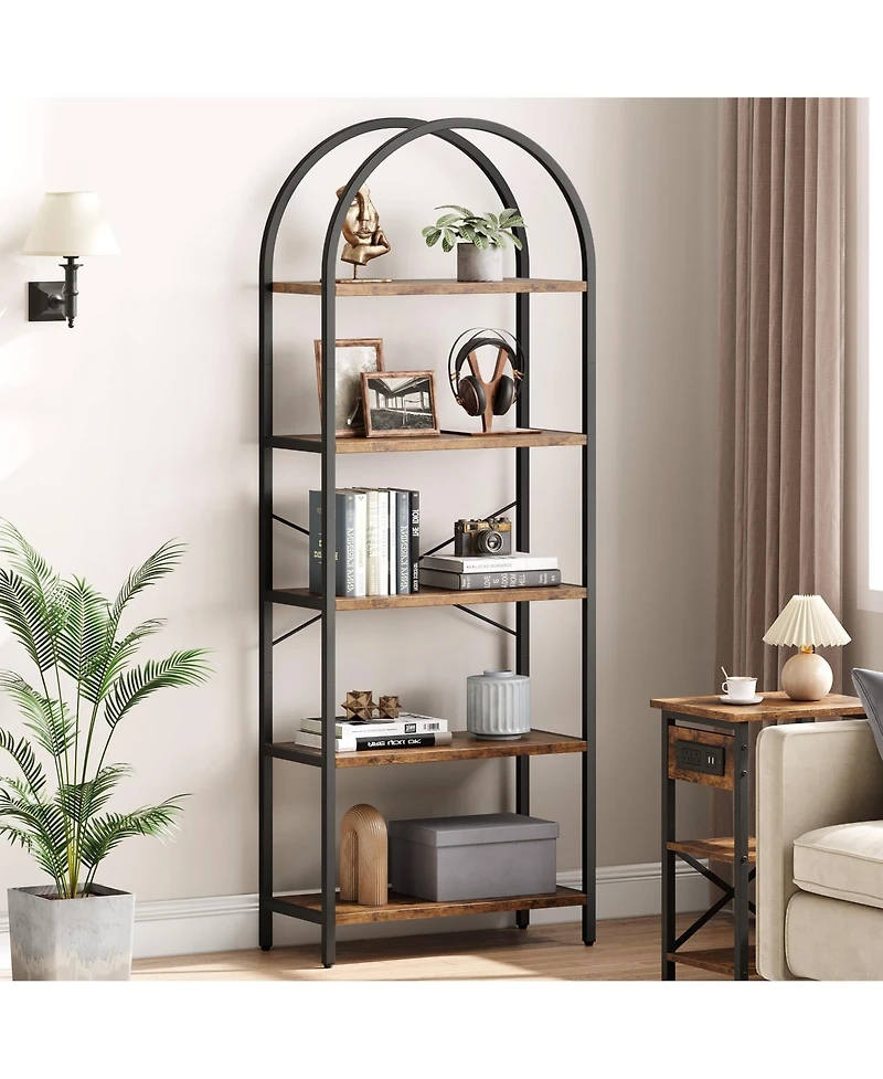 gaomon Bookshelf Tall Bookcase Arched Standing Bookshelves