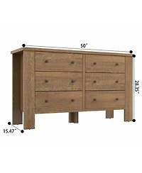 6 Drawer Dresser for Bedroom, Wood Chest of Drawers with Metal Legs, Modern Storage Dresser Chest Cabinet Organizer