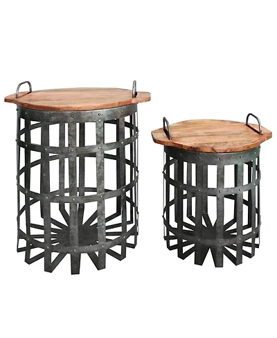 Set of 2 Accent End Tables for Living Room or Bedroom Decor and Storage