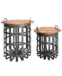 Set of 2 Accent End Tables for Living Room or Bedroom Decor and Storage
