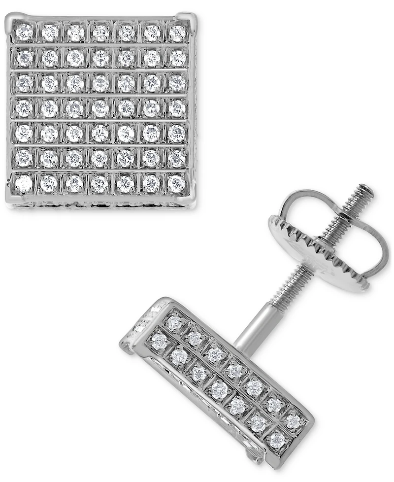 Diamond Pave Square Stud Earrings (1/2 ct. t.w.) in 14k White Gold