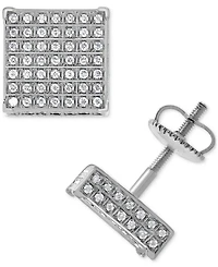 Diamond Pave Square Stud Earrings (1/2 ct. t.w.) in 14k White Gold