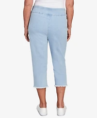 Alfred Dunner Women's Classic Denim Fringe Capri Pant