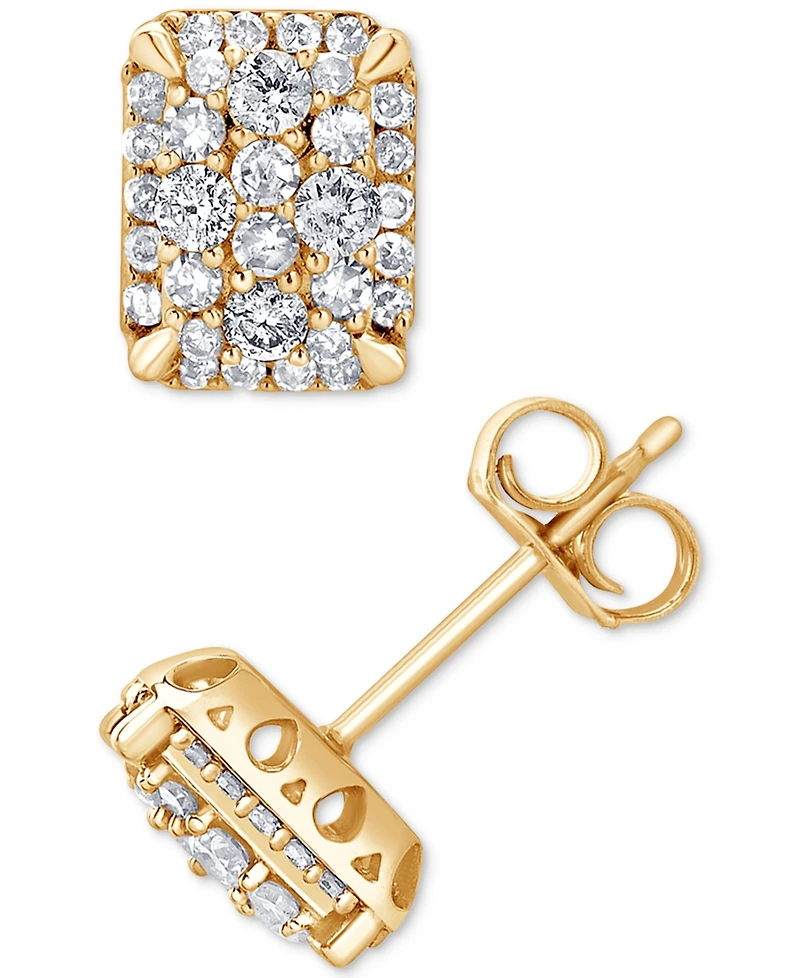 Diamond Cluster Stud Earrings (1/2 ct. t.w.) in 14k Yellow Gold