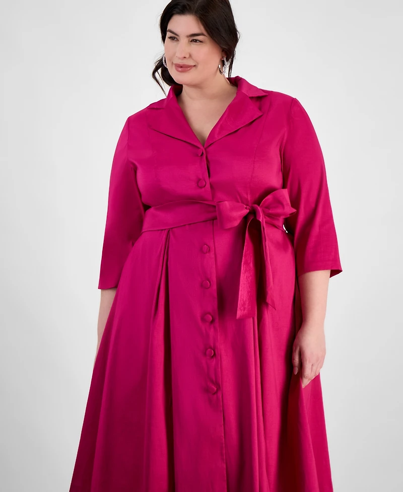 Alex Evenings Plus Size Notched Collar 3/4-Sleeve Shirtdress
