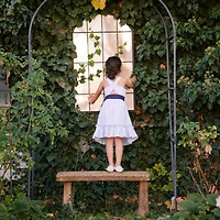 Hope & Henry Big Girls Heirloom Sleeveless Special Occasion Seersucker Party Dress with Cross Back