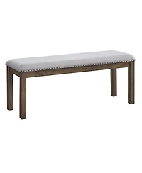 Slickblue Nailhead Trim Wooden Dining Bench with Fabric Upholstery for Elegant Dining Room Seating