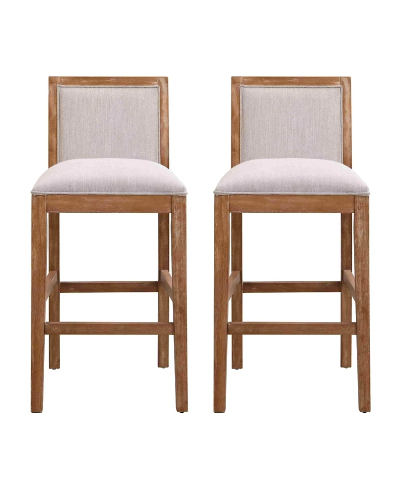 30.5-Inch Upholstered Bar Stools Set of 2, Retro Chairs for Kitchen Island or Dining Room-The Pop Home