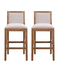 30.5-Inch Upholstered Bar Stools Set of 2, Retro Chairs for Kitchen Island or Dining Room-The Pop Home