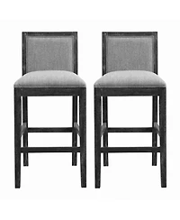 30.5-Inch Upholstered Bar Stools Set of 2, Retro Bar Chairs for Kitchen Island or Dining Room-The Pop Home