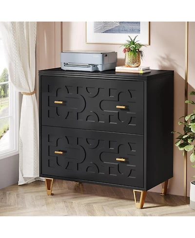 Tribesigns 2-Drawer Lateral File Cabinet, Modern White Filing Cabinet for Legal/Letter/A4 Size, Large Storage Printer Stand Home Of