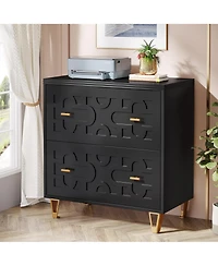 Tribesigns 2-Drawer Lateral File Cabinet, Modern White Filing Cabinet for Legal/Letter/A4 Size, Large Storage Printer Stand