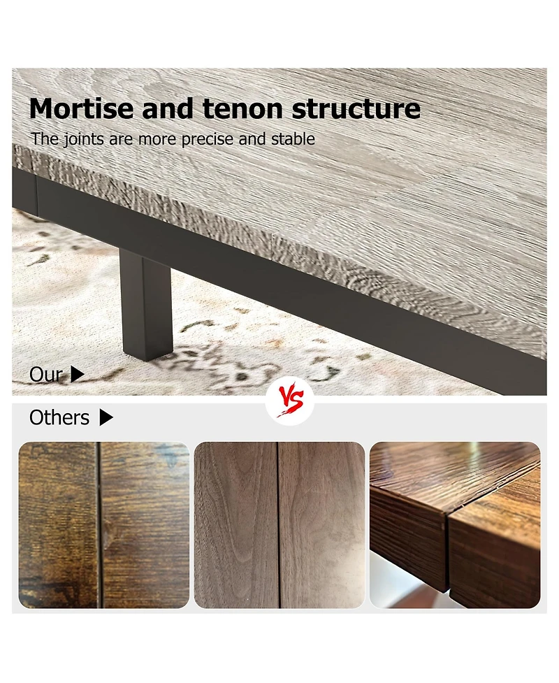 gaomon 70.8 Inch Long Dining Table for 4-6 People, Large Rectangle Wood Kitchen Table with Sturdy Metal Legs