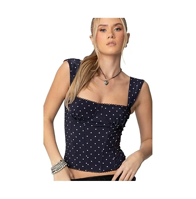 Edikted Marcella wide strap mesh corset top