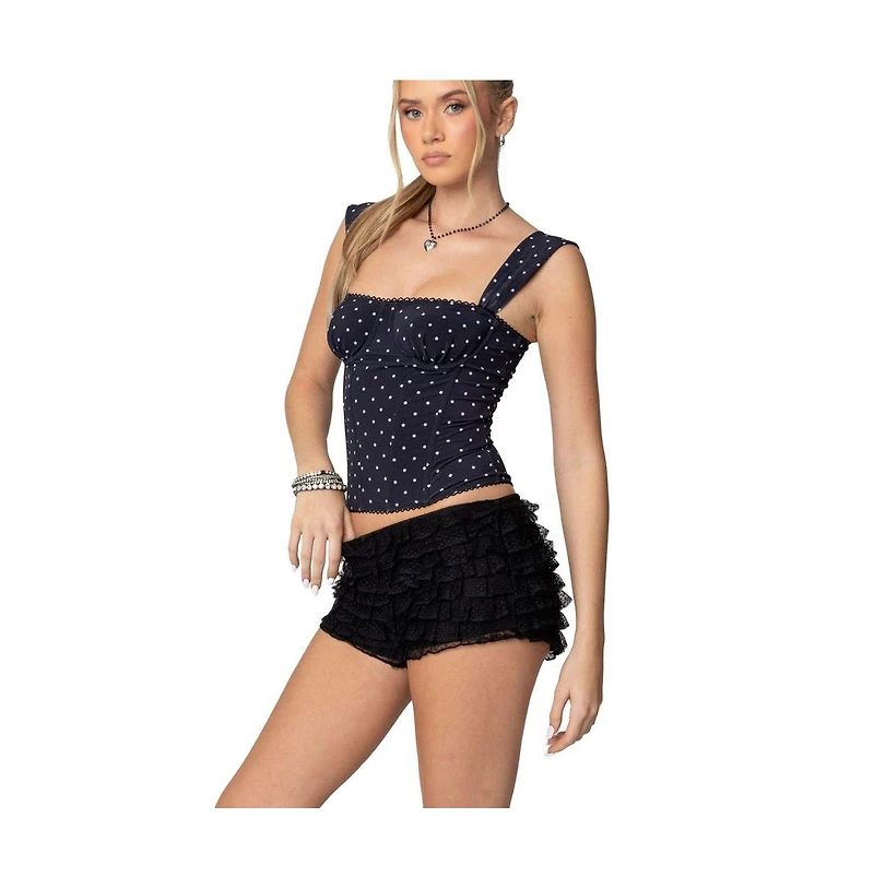 Edikted Marcella wide strap mesh corset top