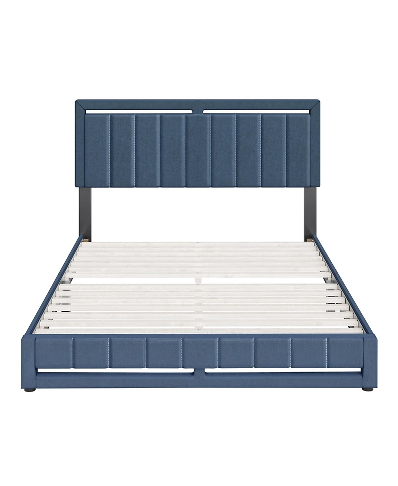 Boyd Sleep Siri Upholstered Platform Bed with Headboard, Mattress Foundation Strong 14 Wood Slat Supports, No Box Spring Required