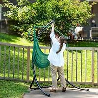 Steel Outdoor Hammock Chair Stand with Curved Legs - Black - 84"