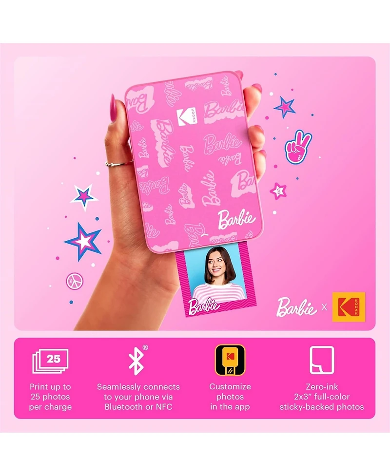 Kodak x Barbie Step Slim Instant Portable Photo Printer + Barbie Deluxe Camera Case & More