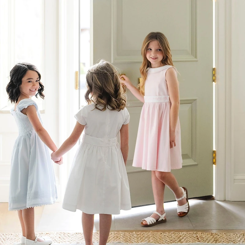 Hope & Henry Big Girls Heirloom Round Collar Sateen Party Dress with Embroidered Sash