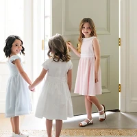 Hope & Henry Big Girls Heirloom Round Collar Sateen Party Dress with Embroidered Sash