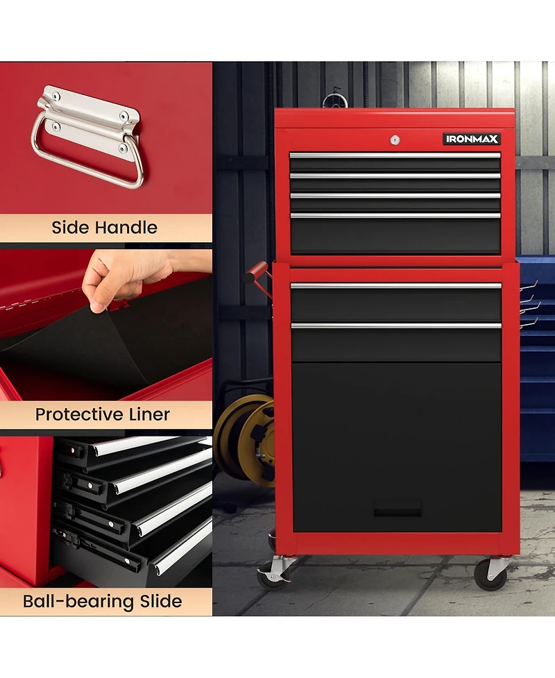 Gymax 6-Drawer Rolling Tool Chest Lockable Tool Box and Storage Cabinet Garage Workshop