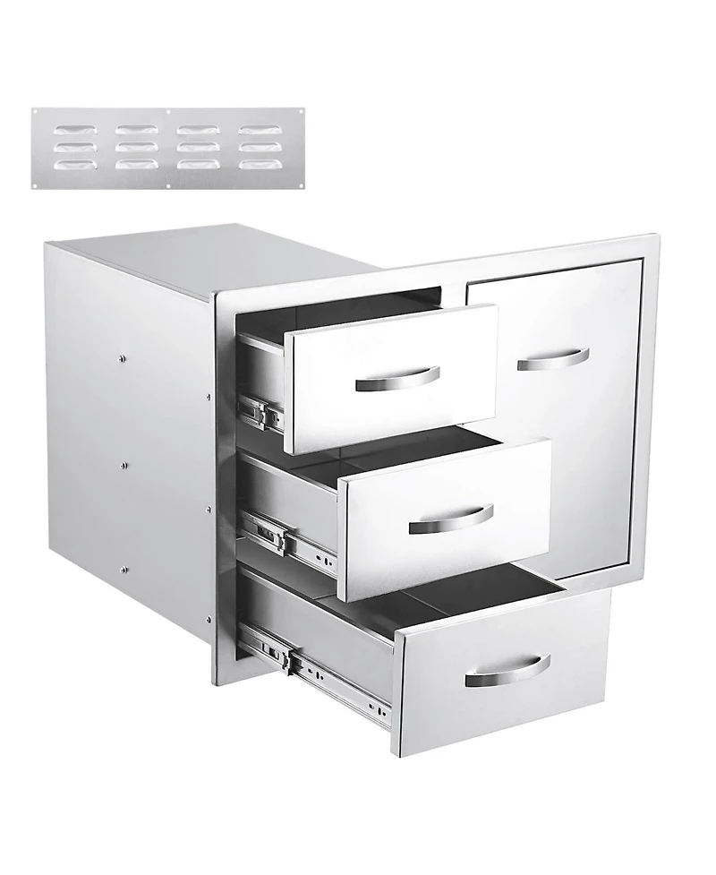 gaomon Outdoor Kitchen Drawer Combo 28''W x 20''H x 20''D, Bbq Access Door Drawers Combo with Stainless Steel, Outdoor Kitchen Trash Drawer for Bbq Gr