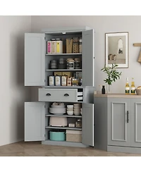 Homcom 72.5" Kitchen Pantry Cabinet with 4 Doors, Drawer