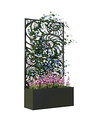Outsunny Garden Box with Privacy Panel, Outdoor Planter Box for Garden