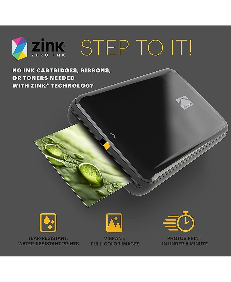 Kodak Step Mobile Instant Photo Printer 2x3" & Zink Photo Paper (75 Sheets) Bundle