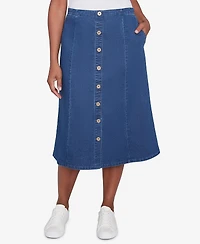 Alfred Dunner Petite Paneled Full Length Denim Skirts