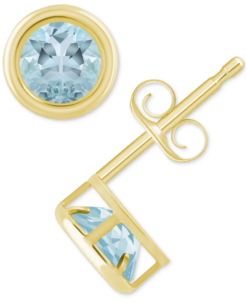 Lab-Created Opal Bezel Stud Earrings (1-1/5 ct. t.w.) 10k Gold (Also Additional Gemstones)