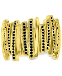 Macy's Black Cubic Zirconia Multi Row Ring 14k Gold Over Sterling Silver