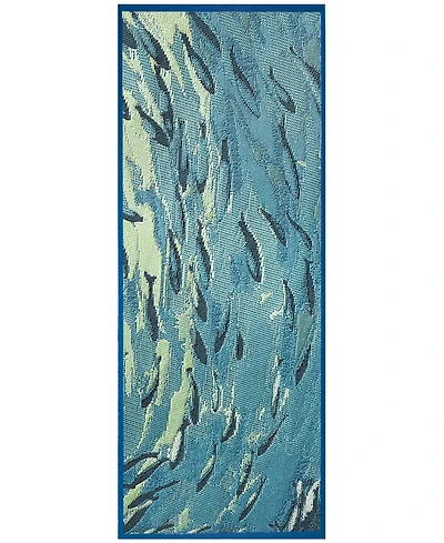 Liora Manne' Esencia Fish to Go Blue 1'11"x4'11" Runner Area Rug