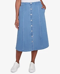 Alfred Dunner Petite Paneled Full Length Denim Skirts