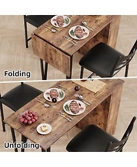 gaomon Dining Table Set for 2, Kitchen Bar Table and Chairs for 2, 3-Piece Kitchen Table Set with 2 Upholstered Chairs,Brown
