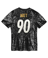 Outerstuff Big Girls T.j. Watt Black Pittsburgh Steelers Sequin V-Neck Fashion Jersey