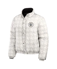 Wear by Erin Andrews Women's Black, White Cincinnati Bengals Reversible Cropped Full-Zip Puffer Jacket