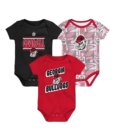 Outerstuff Newborn Red Georgia Bulldogs Sunday Comics 3-Pack Bodysuit Set