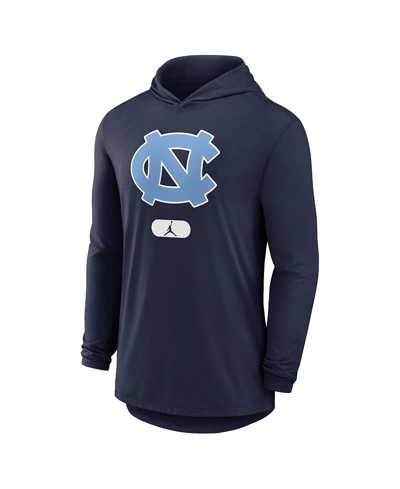Jordan Men's Navy North Carolina Tar Heels Lightweight Performance Long Sleeve Hoodie T-Shirt